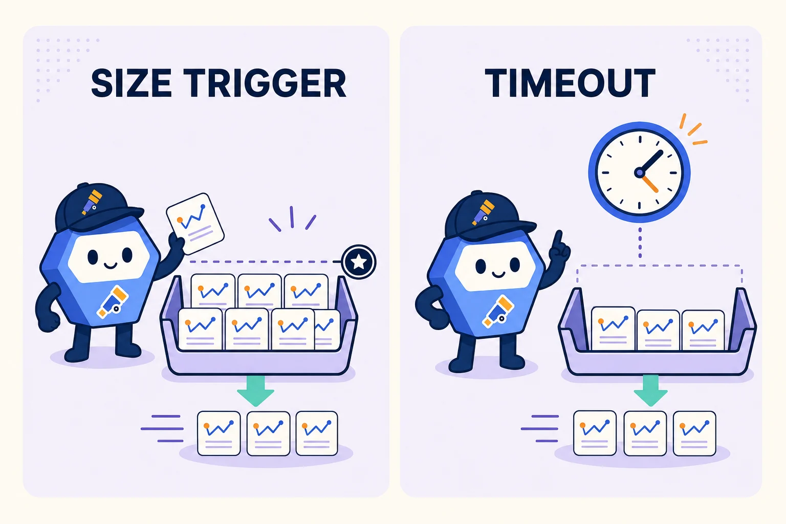 The OTel batch processor sending data after a size trigger or timeout
